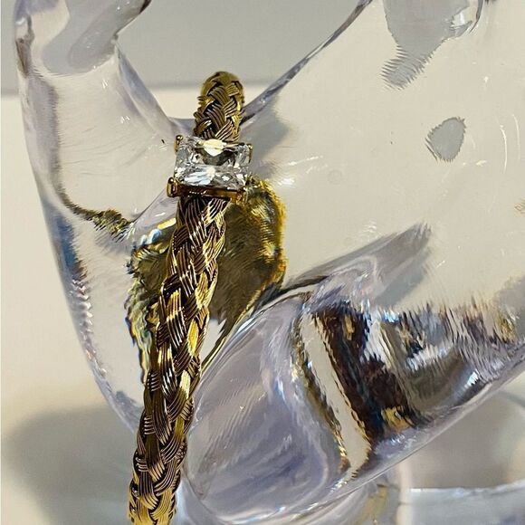 Gold plated Stainless Steel mesh weave open bangle bracelet. - Picture 5 of 5